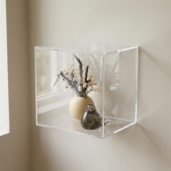 Akryl vægkasse 25x25 med låg "sliding lid" - Kvadratisk