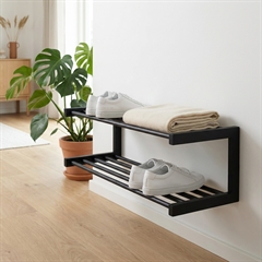 NAW Hilda Skoreol til vægophæng i Birketræ - SORT - 2 hylder