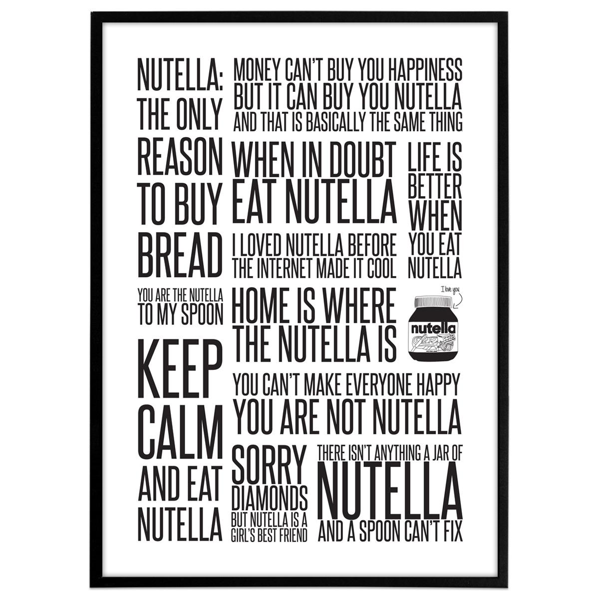 Plakat Citatcollage - Nutella, sort/hvid