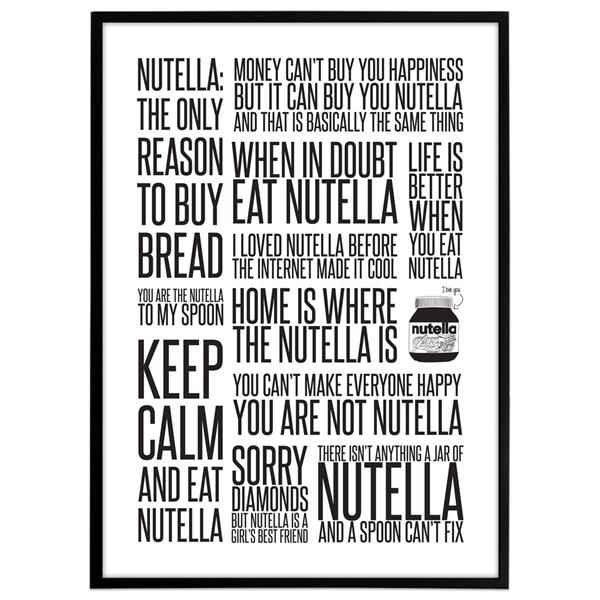 Plakat - Citatcollage - Nutella, sort/hvid