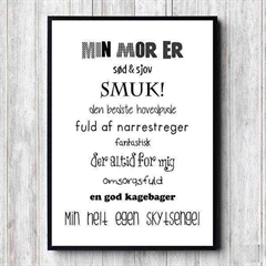 Plakat - Min mor er - Sort/hvid