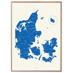 Danmarkskort i kongeblå