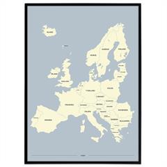 Plakat med Europakort i gul 