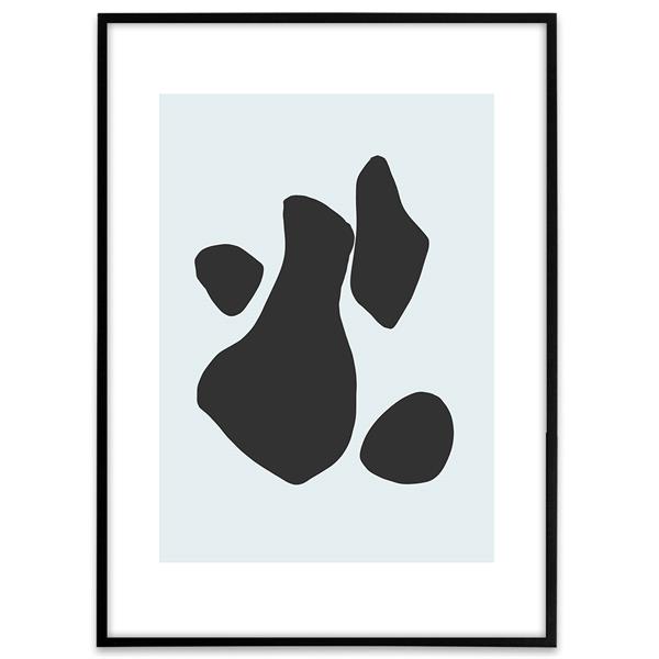 kunstplakat til hjemmet i blå og sort