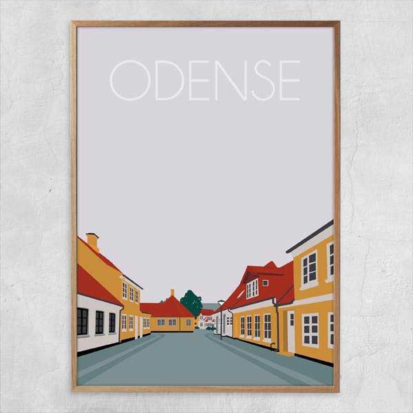 Danmark Plakat - Odense. Med Odenses gamle bydel plakat
