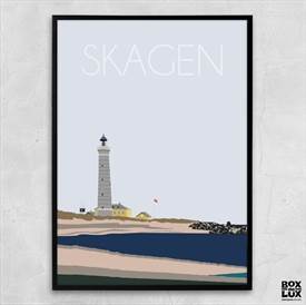 plakat med illustration fra skagen fyr