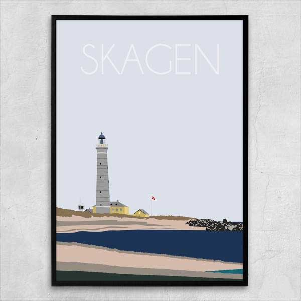 plakat med illustration fra skagen fyr