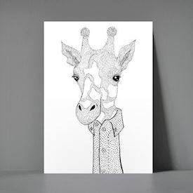 xl postkort Giraf med prikket skjorte