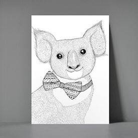 xl postkort Koalabjørn med butterfly