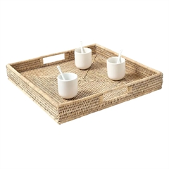 Charmille Firkantet Serveringsbakke i Rattan. Hvid