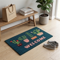 Rex London Dørmåtte i kokos 43x73 cm - Welcome, Plants
