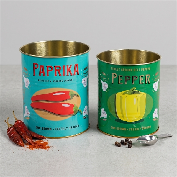 Rex London Metaldåser - Paprika & Peber Medium. Sæt med 2 stk