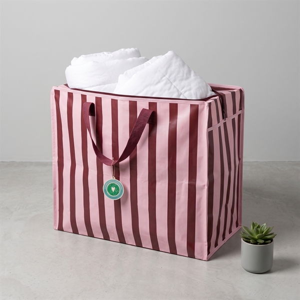 Rex London - Opbevaringspose til dyner - Striber Pink/Bordeaux