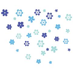 Blomster wallstickers til børneværelset, blå farver