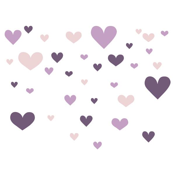 Små wallsticker hjerter i lyserøde farver