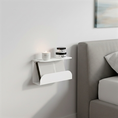 Designer sengebord hvid metal - Lavet i Danmark