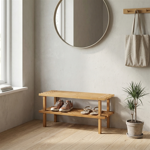 Skoreol i bambus med 2 hylder - Aroosh - stabelbar
