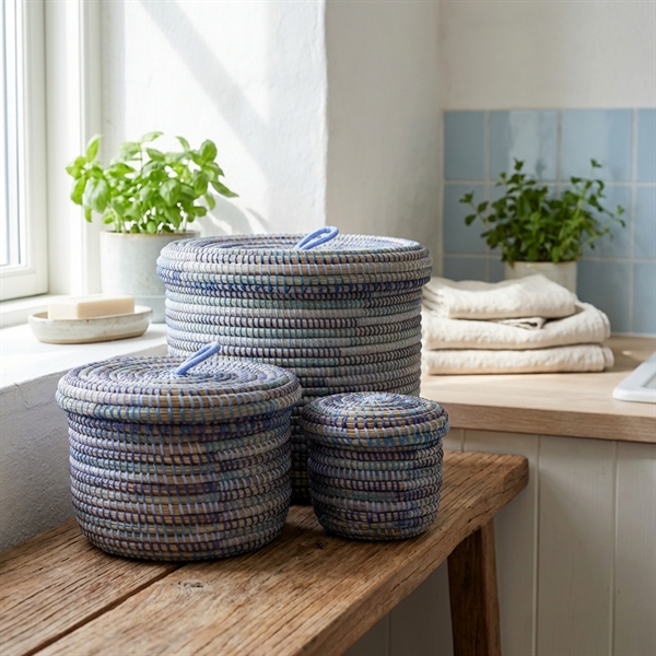 Små Afrikanske kurve i Blå - Sæt m 3 stk