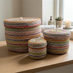 Små Afrikanske kurve i multicolor, striber - Sæt 3stk