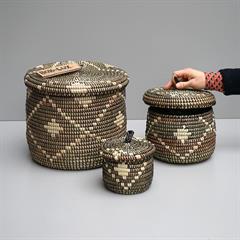 Små Afrikanske kurve, Sort/Natur Mønster. Sæt m 3.