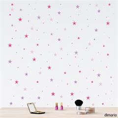 Små pink stjerner til børneværelset, wallstickers til væggen