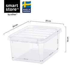 Plastkasse 34 x 25 cm og 16 cm høj. 