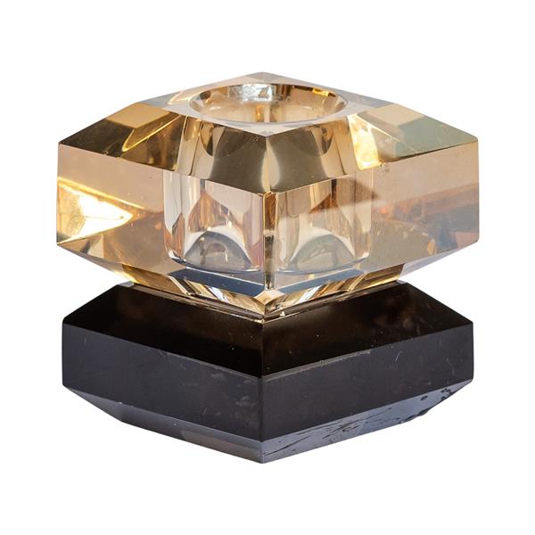 lysestage i krystalglas, cia, amber/black