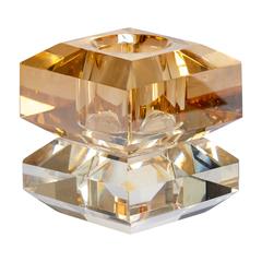 speedtsberg lysestage i krystalglas, amber/clear