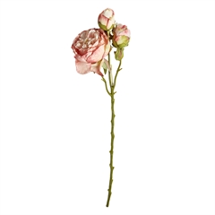 Kunstig Blomst - Pæon med tre blomsterhoveder, Pale Rose, 65 cm