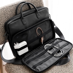 Stackers laptop bag i sort imiteret læder