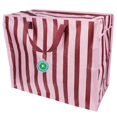 Rex London - Opbevaringspose til dyner - Striber Pink/Bordeaux