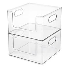 stabelbar kasse med åben front i klart plast