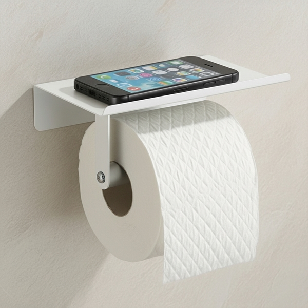 Toiletrulleholder med hylde - Walli, Hvid