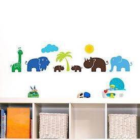 Wallsticker Zoo sampak i drenge- og pigefarver