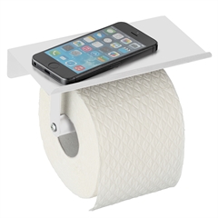 Toiletrulleholder med hylde - Walli, Hvid