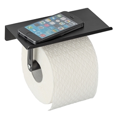 Toiletrulleholder med hylde - Walli, Sort