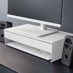 Yamazaki Monitor Stand med skuffe. HVID
