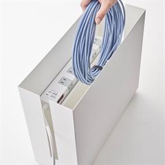 Yamazaki Tower cable box with casters - White