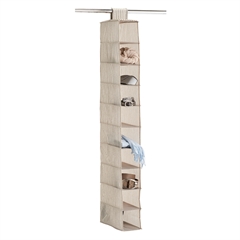 Zeller Stofhylde med 10 rum - "Alberte" BEIGE Stripes