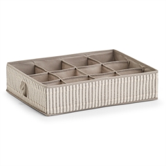 Zeller Stofkasse med 12 rum - "Alberte" BEIGE Stripes