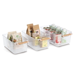 Zeller - Boxe i plast med bambushåndtag. Sæt med 3 stk