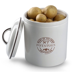 Hvid kartoffelkrukke i keramik fra Zeller til opbevaring af kartofler, 2900 ml.