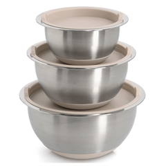 Zeller Skåle i rustfrit stål med låg. Sæt med 3 stk. 