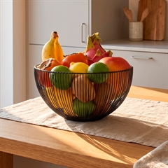 Frugtkurv i sort metal Ø25 cm