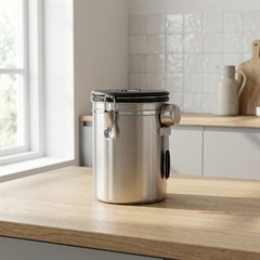 Zeller Lufttæt kaffedåse med ske - 2700ml. - Rustfrit stål